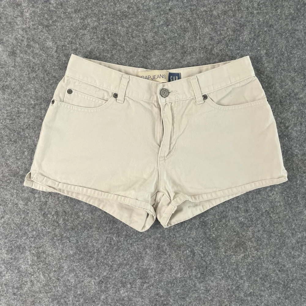Gap Vintage Chino Shorts Women Size 2 Stone Khaki 100% Cotton 1969 90s Y2K